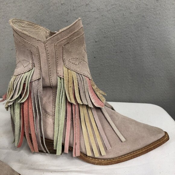 Free People Boots Womens 8 US 38 EU Lawless Fringe Pastel Western Boho Rodeo - Picture 15 of 16